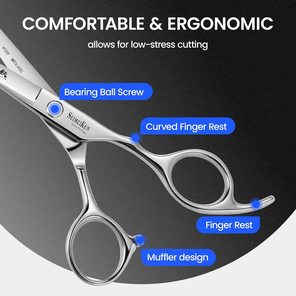 Hair Cutting Scissors Kit, 6" Haircut Scissors Set | 10PCS Professional Hair Shears, Japanese 440C Right-Hand Haircut