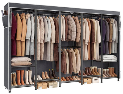 Clothes Rack with Cover 1200LBS Heavy Duty Freestanding Closet