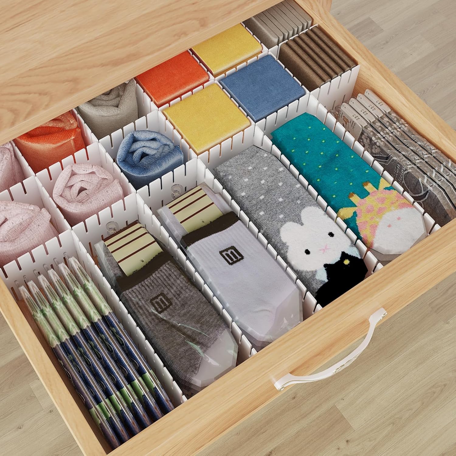 Plastic Drawer Dividers Adjustable Drawer Organizer Dividers Separator for Tidying