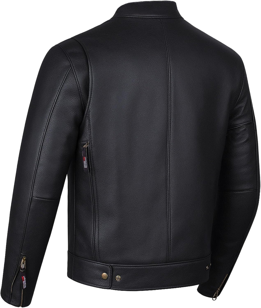 COMMUTER Men's Motorcycle Jacket, Premium Buffalo Leather, CE Armor - Ventilation, Utility Pockets, Cruiser Biker