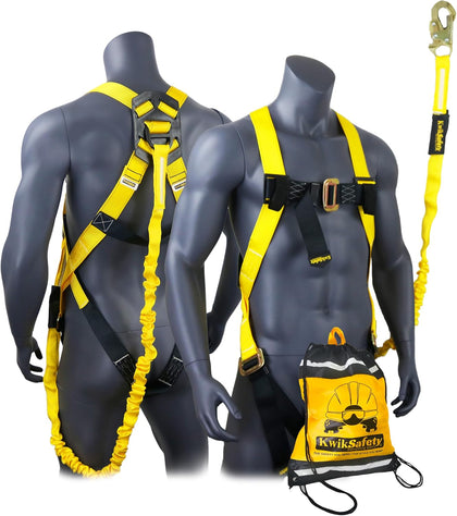 SCORPION Safety Harness [w/Attached 6ft Lanyard] Safety Harness Fall Protection Kit ANSI OSHA