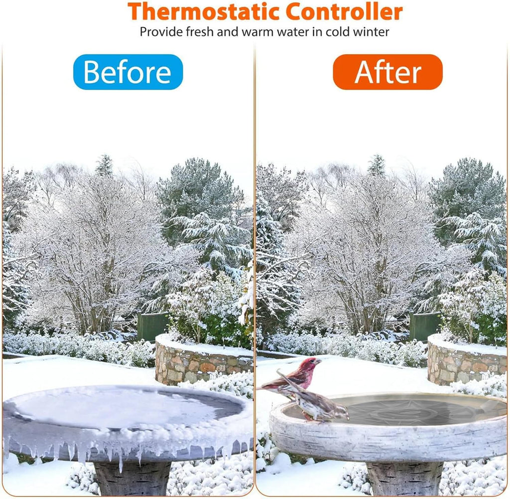 Bird Bath Heater for Outdoors in Winter, 70w Birdbath Deicer Thermostatic Controller Water Heater with 5FT Cable for