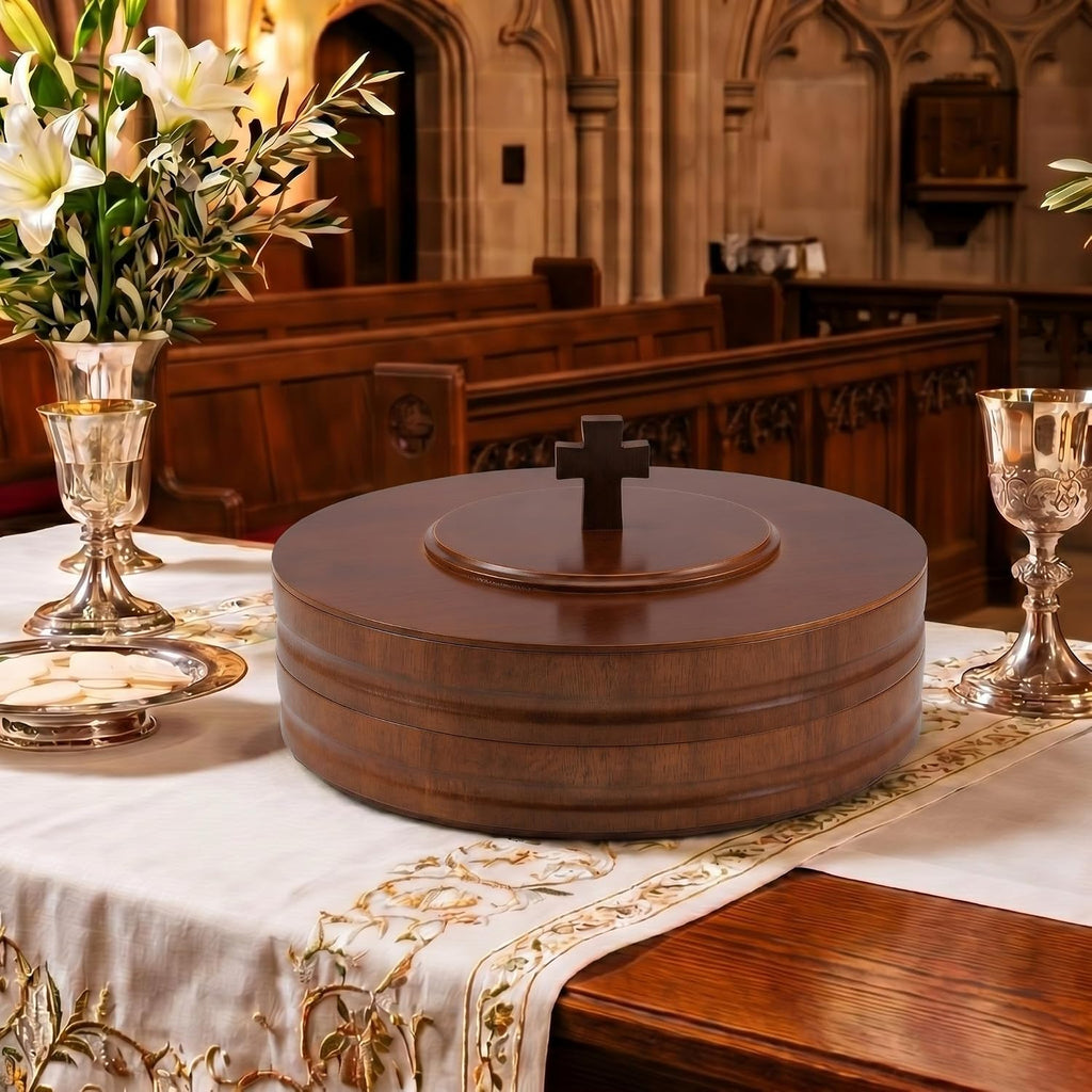 1 Set Wood Communion Tray Set for Church Holy Serving Tray with Lid Elegant 40 Cup Holders and 100 Disposable