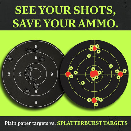 8 inch Stick & Splatter Self Adhesive Shooting Targets - Gun - Rifle - Pistol - Airsoft - BB Gun - Pellet Gun - Air