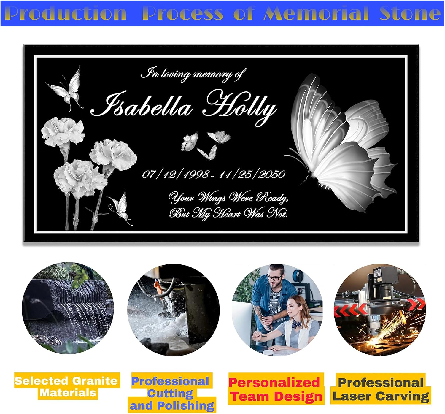 Memorial Stones Personalized, Grave Markers, Memorial Plaque Outdoors, Headstones for Graves, Granite Grave Stone