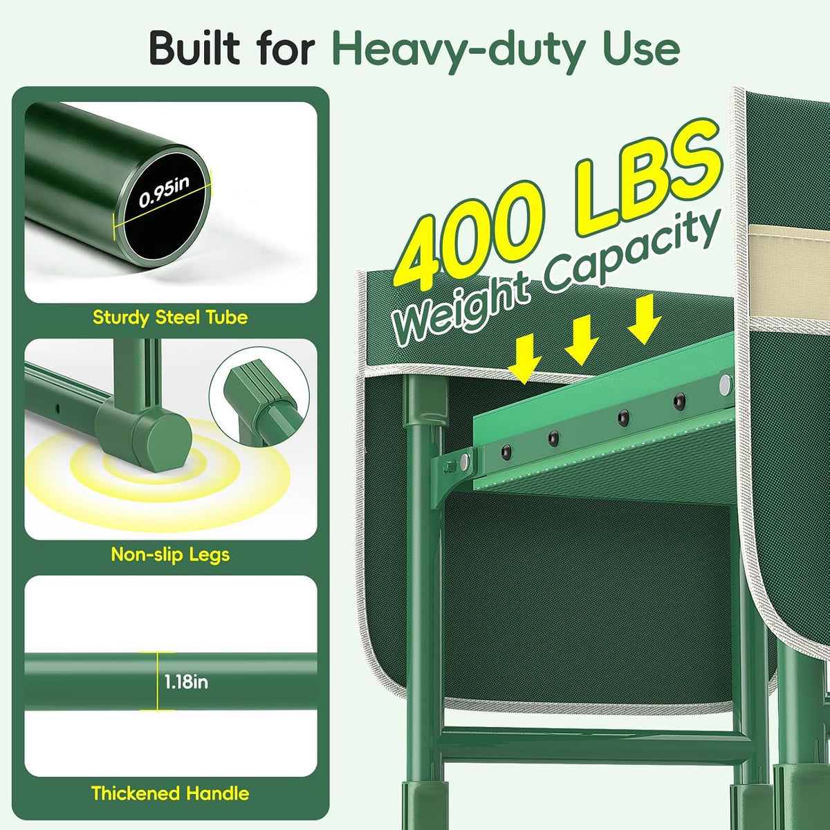 Garden Kneeler and Seat with Anti-Tipping Extendable Legs