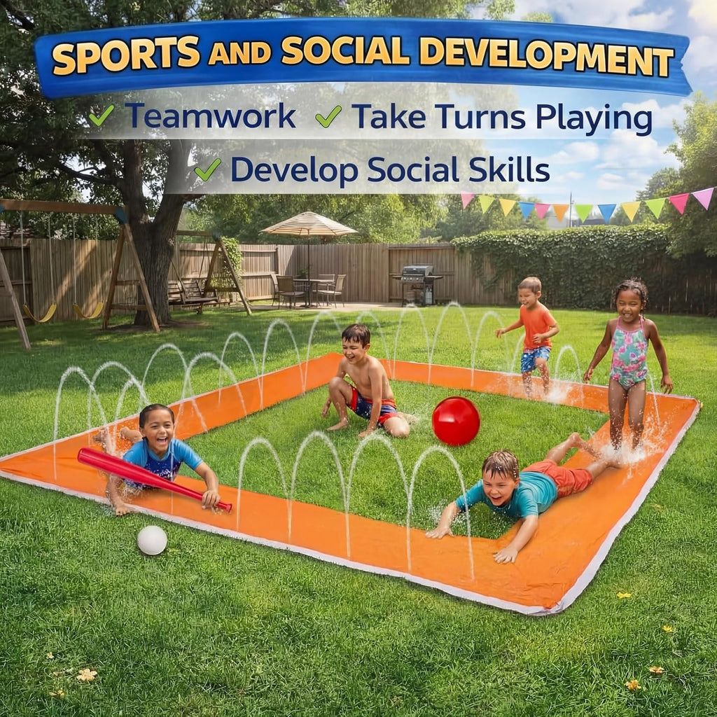 Baseball Water Slide Set 13 ft Water Slide Game Toys for Kids Summer Outdoor Backyard with Fixed Piles Baseball Bat &