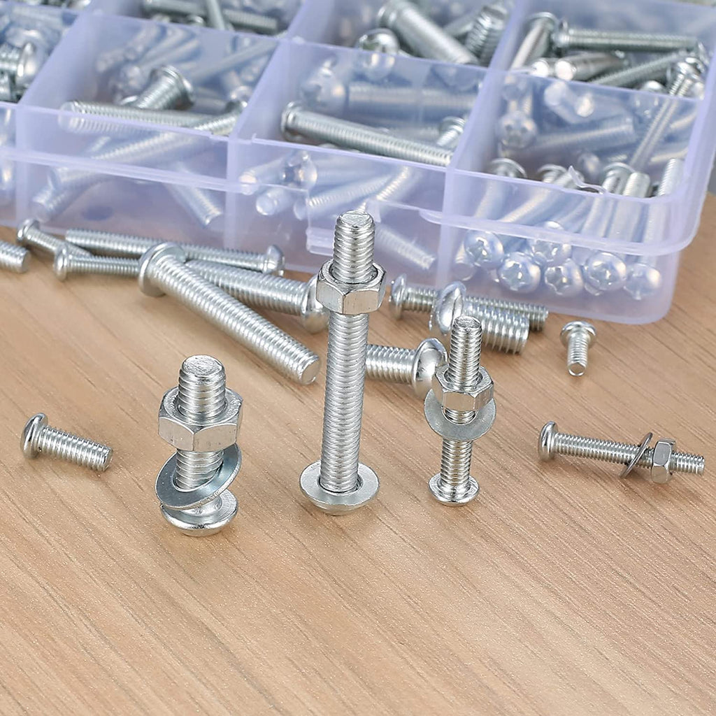 1080 Pcs Screws Bolts and Nuts Assortment Kit, Metric Machine Screws and Nuts and Flat Washers, M3/M4/M5/M6 Cross