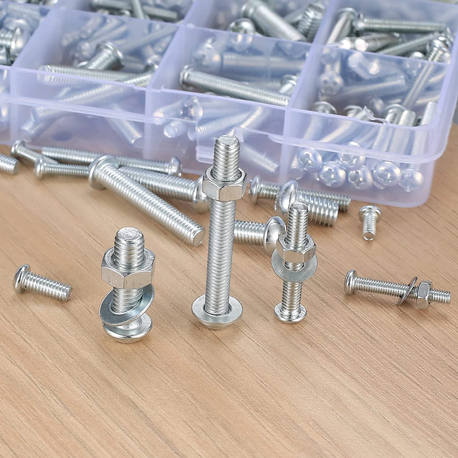 1080 Pcs Screws Bolts and Nuts Assortment Kit, Metric Machine Screws and Nuts and Flat Washers, M3/M4/M5/M6 Cross