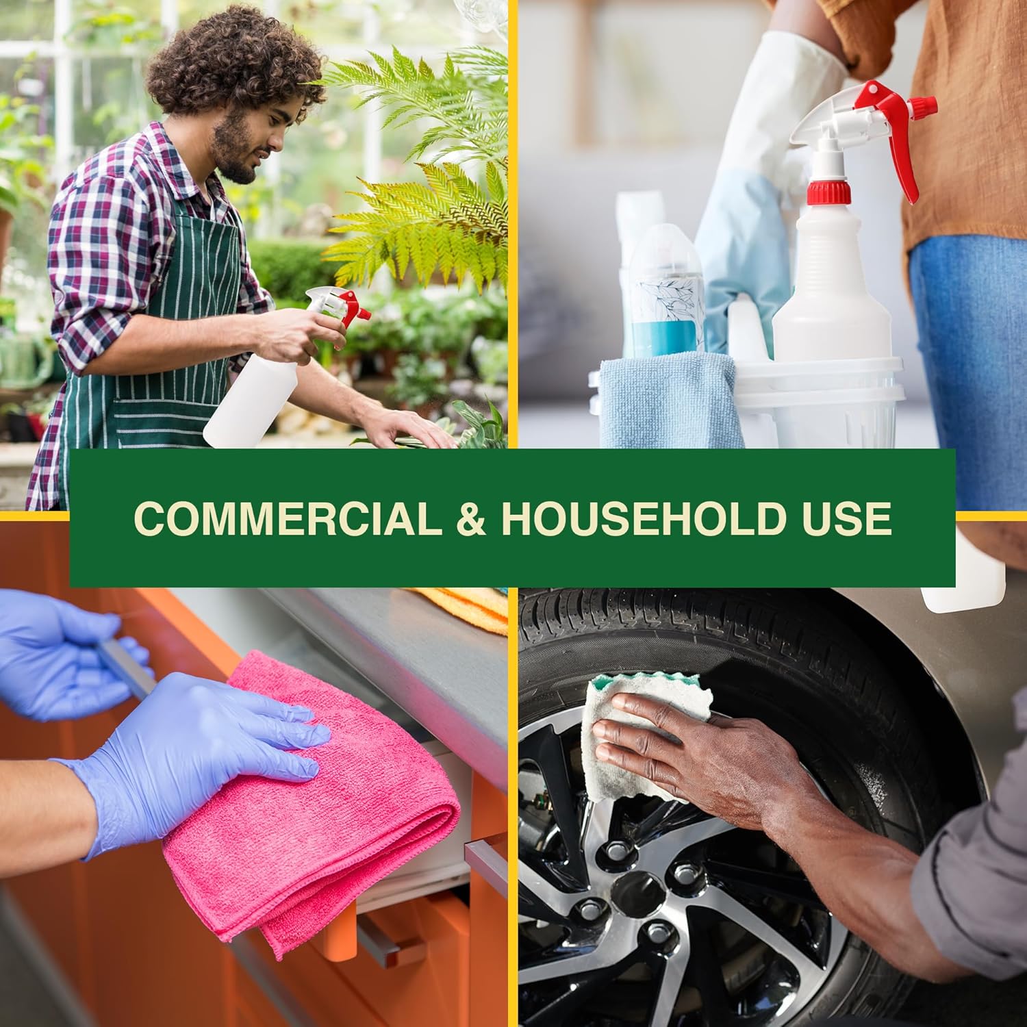 Heavy Duty 32oz Plastic Spray Bottles for Cleaning - Large Empty Industrial Bottles for Gardening Solutions, Vinegar