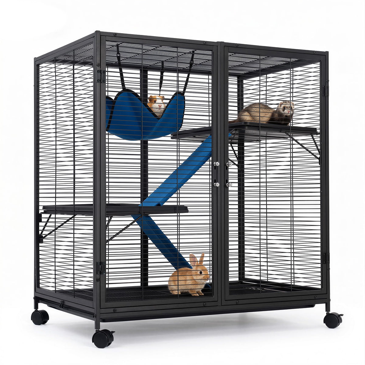 Large Metal Rolling Ferrets Cage, 0.5''Bar Spacing