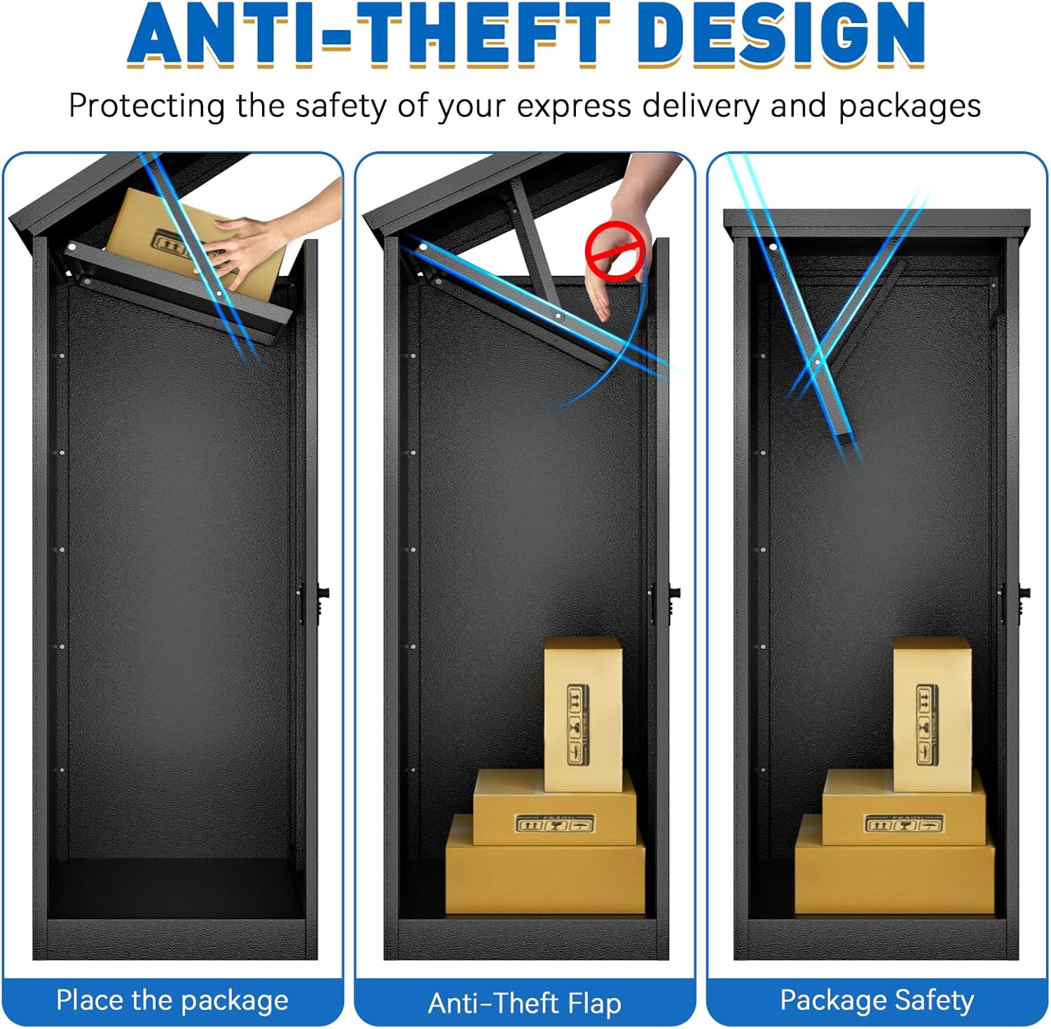 Package Delivery Boxes for Outside, Extra Large Parcel Drop Boxes with Secure Storage, Anti-Theft Galvanized