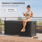350 Gallon Extra Large Outdoor Storage Box，Resin Waterproof Deck Box，Black