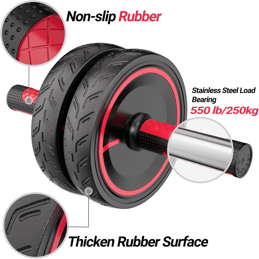 Ab Roller Wheel, Heavy Duty Workout Equipment for Home Gym, Professional Metal Handle with Rubber Surface Abdominal