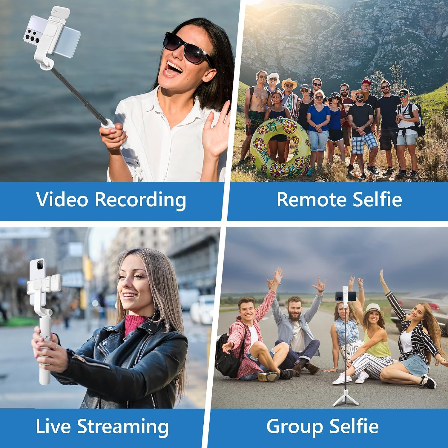 Selfie Stick Tripod, 40 in Retractable Tripod for iPhone with Wireless Remote Control & Light, Portable Phone tripods