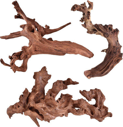 Natural Driftwood for Aquarium Decor Fish Tank Decor Reptile Decor | Assorted Driftwood Branch 6-10" 3 Pcs, Natural