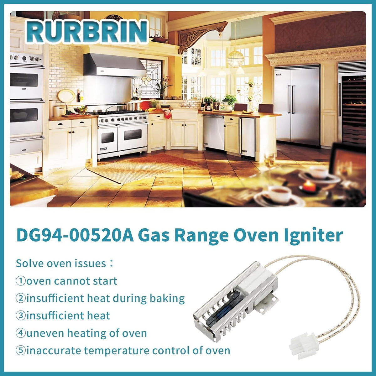 DG94-00520A DG94-01441A Gas Range Oven Igniter FX710BGS FX510BGS for Samsung, Replace GE Whirl-pool Hot-point Gas Oven Model NX58H5600SS/AA NX58F5500SS/AA NX60A6751SS