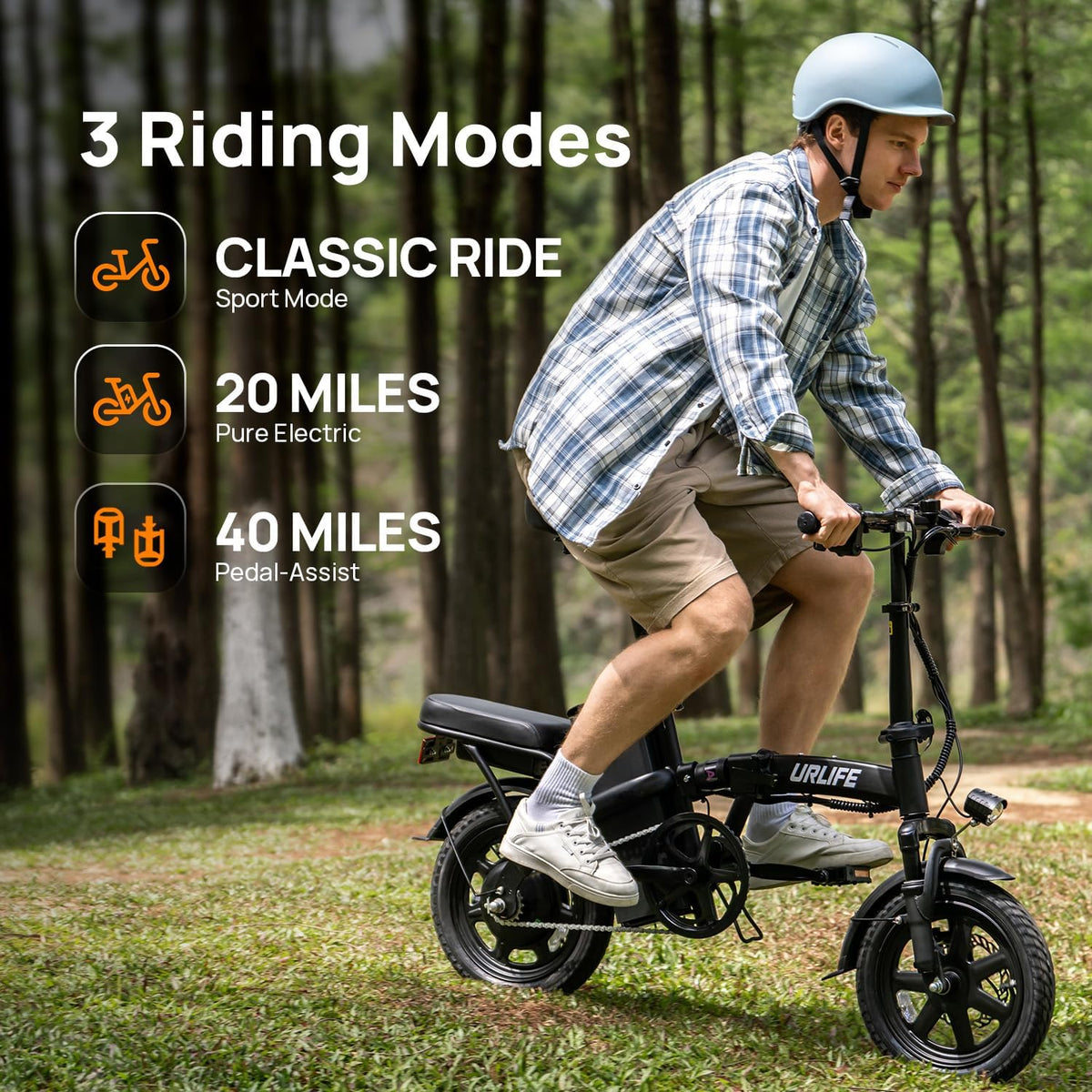 Folding Electric Bike for Adults, 14" Portable Commuter ebikes, 20-40 Mile Long Range, 500W Peak Motor, 20MPH, UL