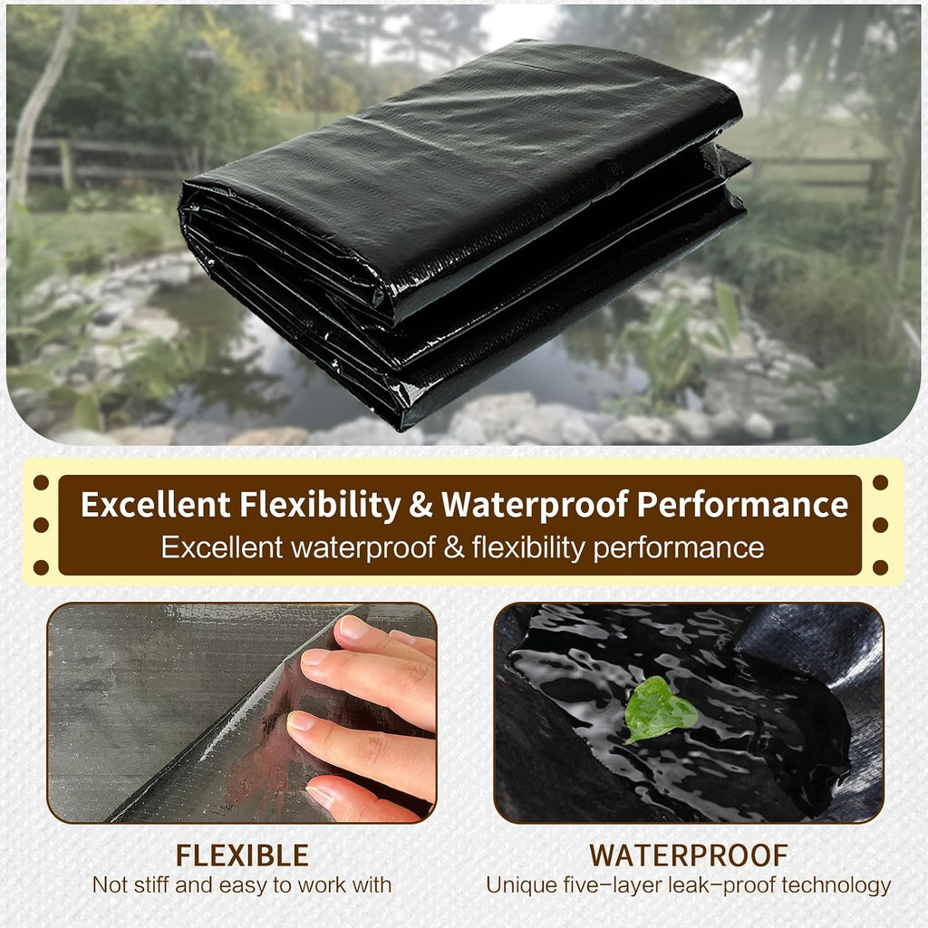 25X30FT Reinforced PE Pond Liner for Fish, Duck Outdoor Ponds(0.63oz/sq ft)