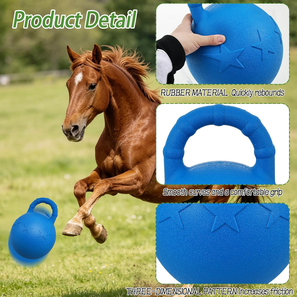 10 Horse Polo Ball with Handle,Fruit-Scented Horse Stall Toys Blast-Resistant Slow-Rebound Rubber Jolly Ball for