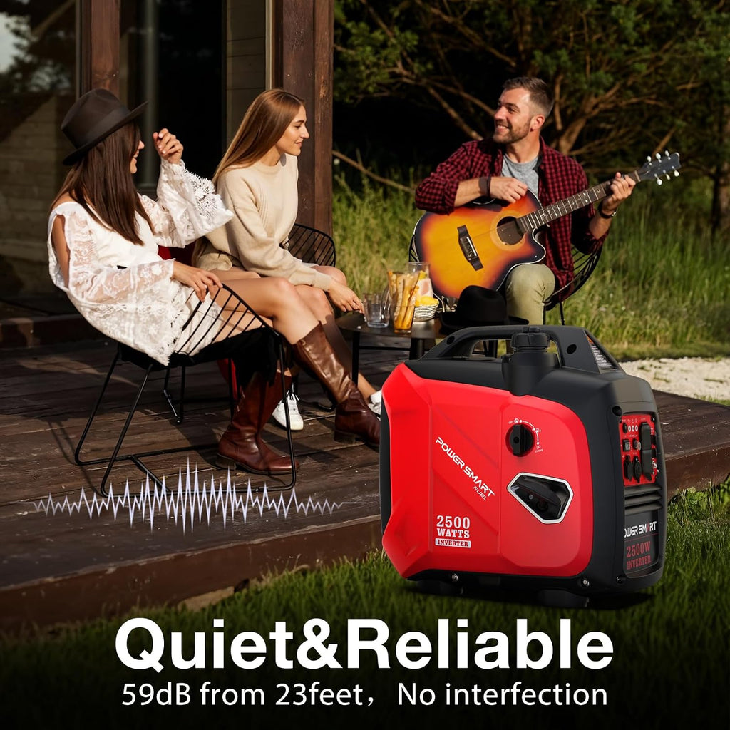 2500-Watt Portable Inverter Generator Gas Powered, Quiet for Camping