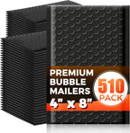 510-Pack Bubble Mailer 4'' x 8'' - Self-Sealing Waterproof Small Mailing Envelopes Padded Lightweight Shipping Bags