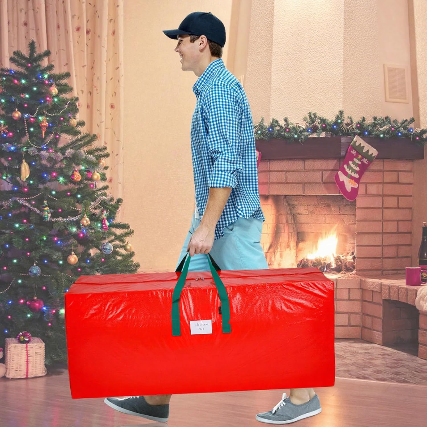 Christmas Tree Storage Bag - Fits Up to 7.5 Foot Xmas Holiday Tree, Zippered Bag, Carry Handles, Durable Waterproof