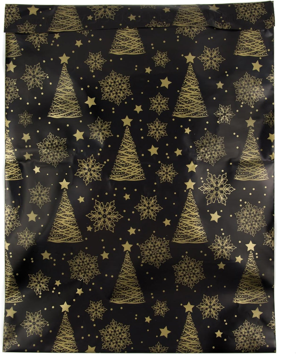 50 Large Poly Mailers 14.5x19- Christmas Trees Snowflakes