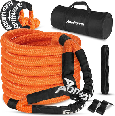 Kinetic Tow Rope with 2 Soft Shackles, 1" x 30', 48,800 LBS Break Strength