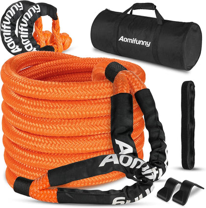 Kinetic Tow Rope with 2 Soft Shackles, 1" x 30', 48,800 LBS Break Strength