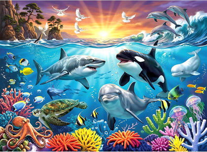 Puzzles for Kids Ages 6-8 8-10 Year Old, 200 Pieces Jigsaw Puzzles for Kids-Ocean Underwater World， Learning