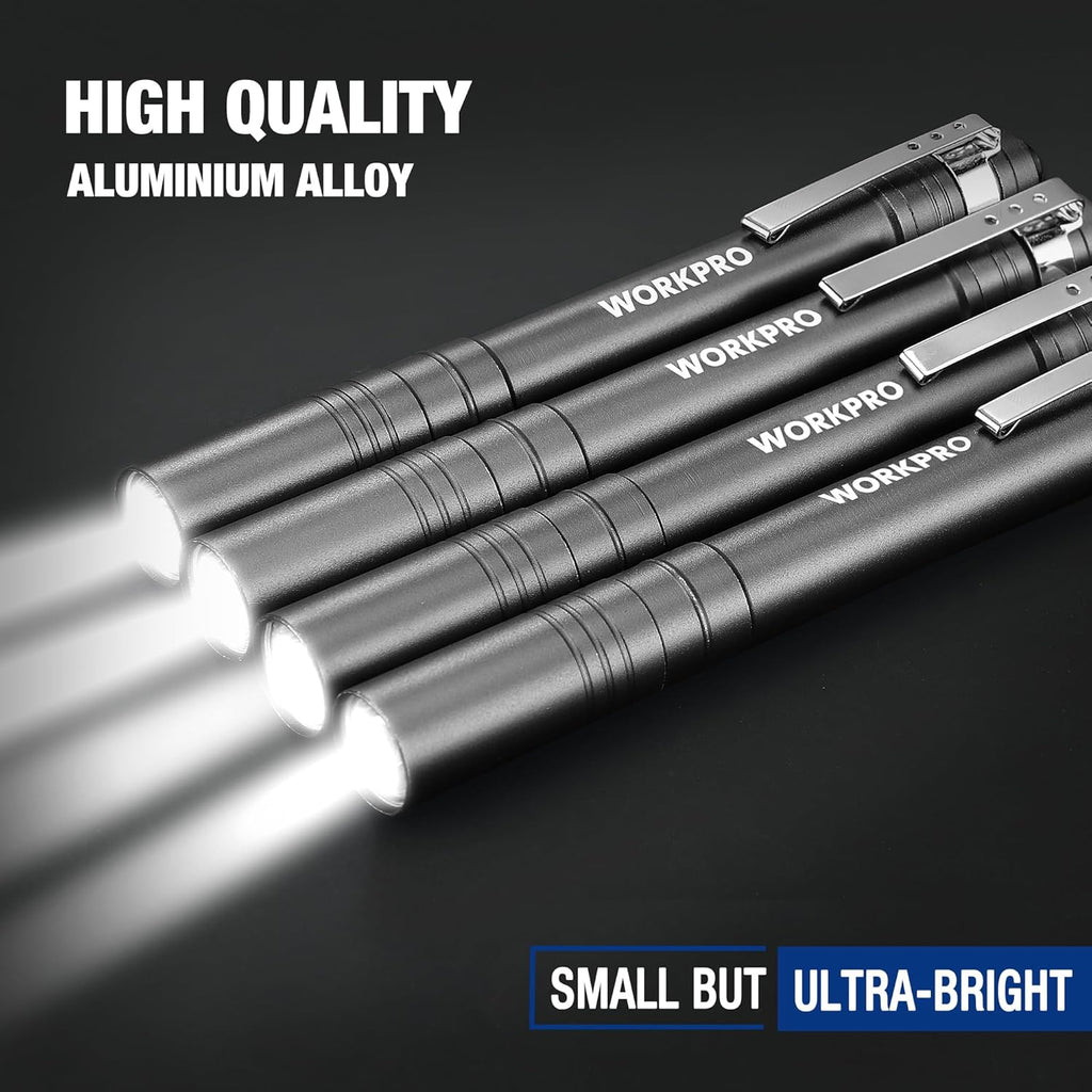 LED Pen Light, Aluminum Pen Flashlights, Pocket Flashlight with Clip for Inspection, Emergency, Everyday, 2AAA