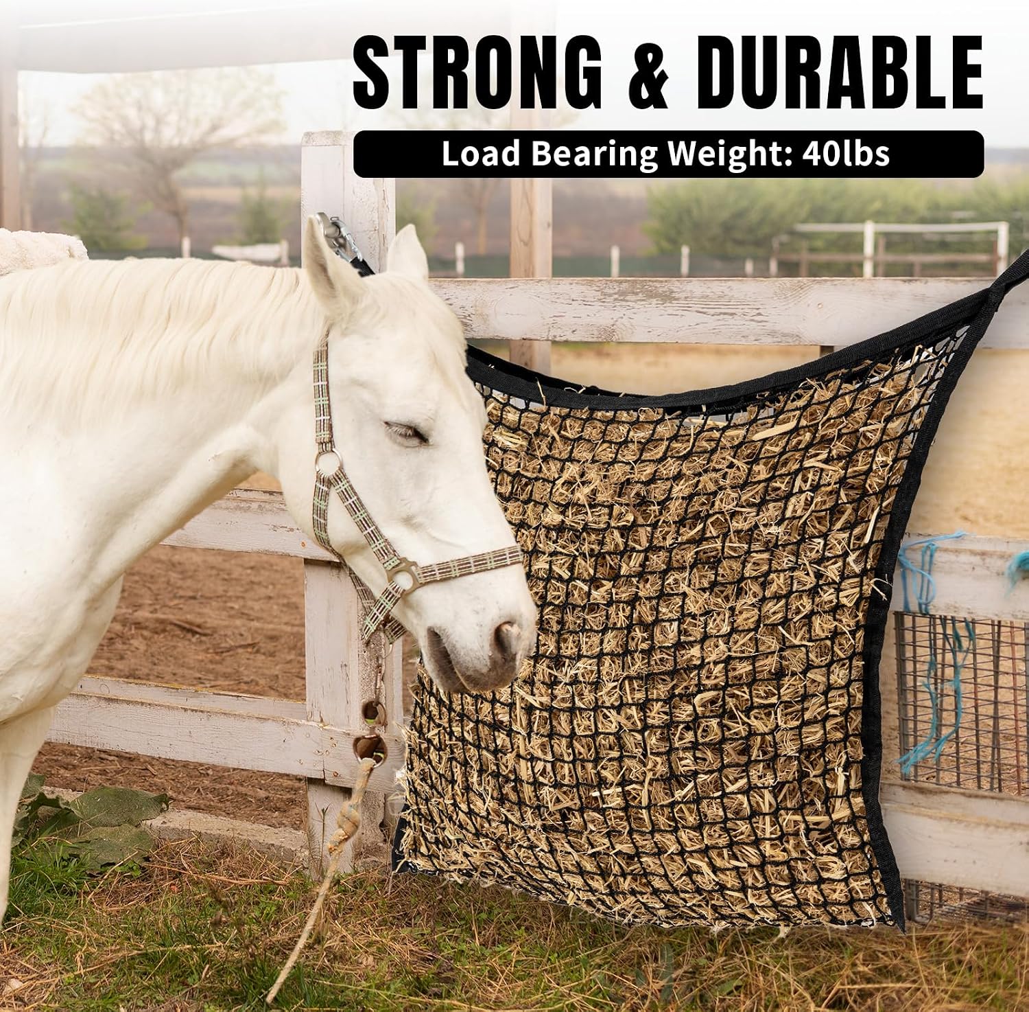 Slow Feed Hay Nets for Horses, Large Capacity Hay Bags, 4 Pack