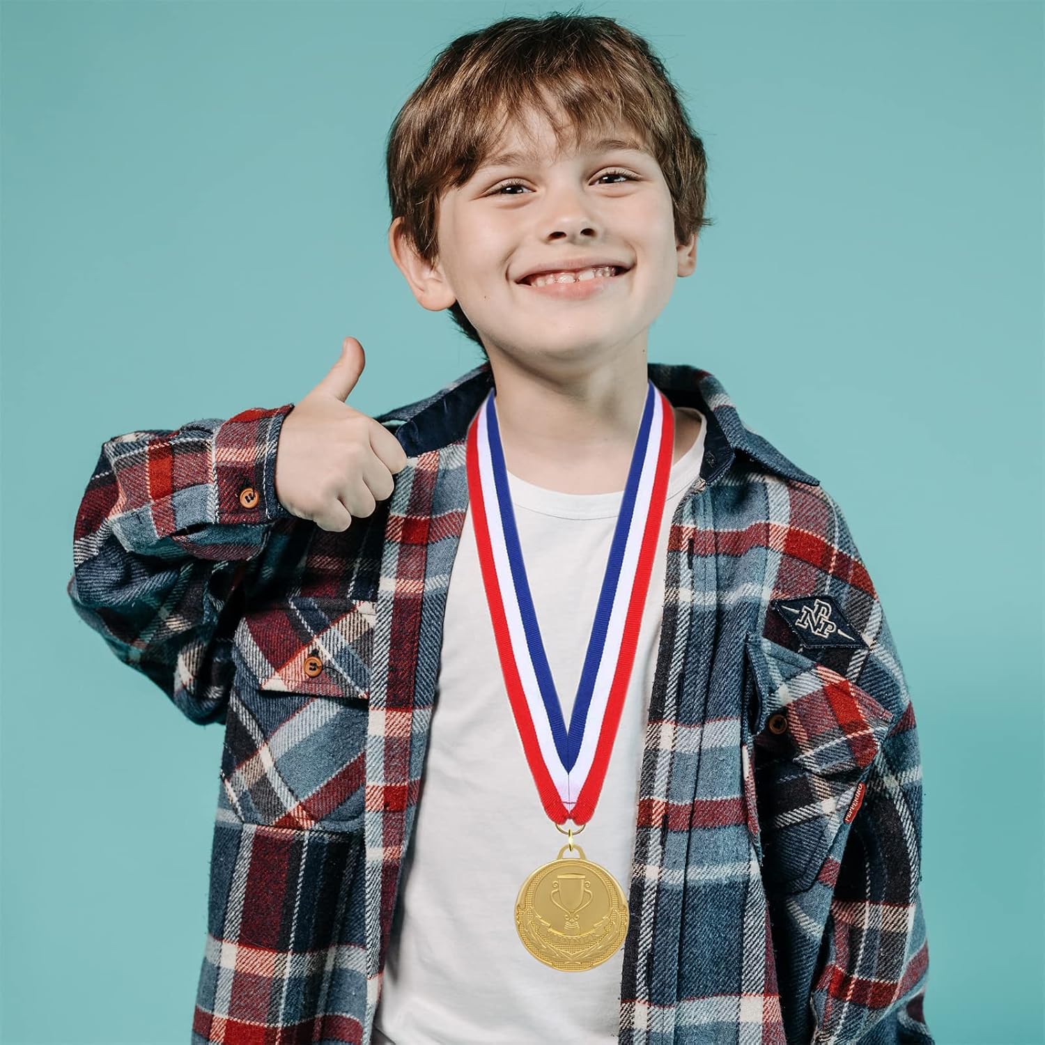 12 Pieces Gold Medals for Awards - Winner Medal Metal with Neck Ribbon Prizes for Kids, Adults, Sports Day, Spelling