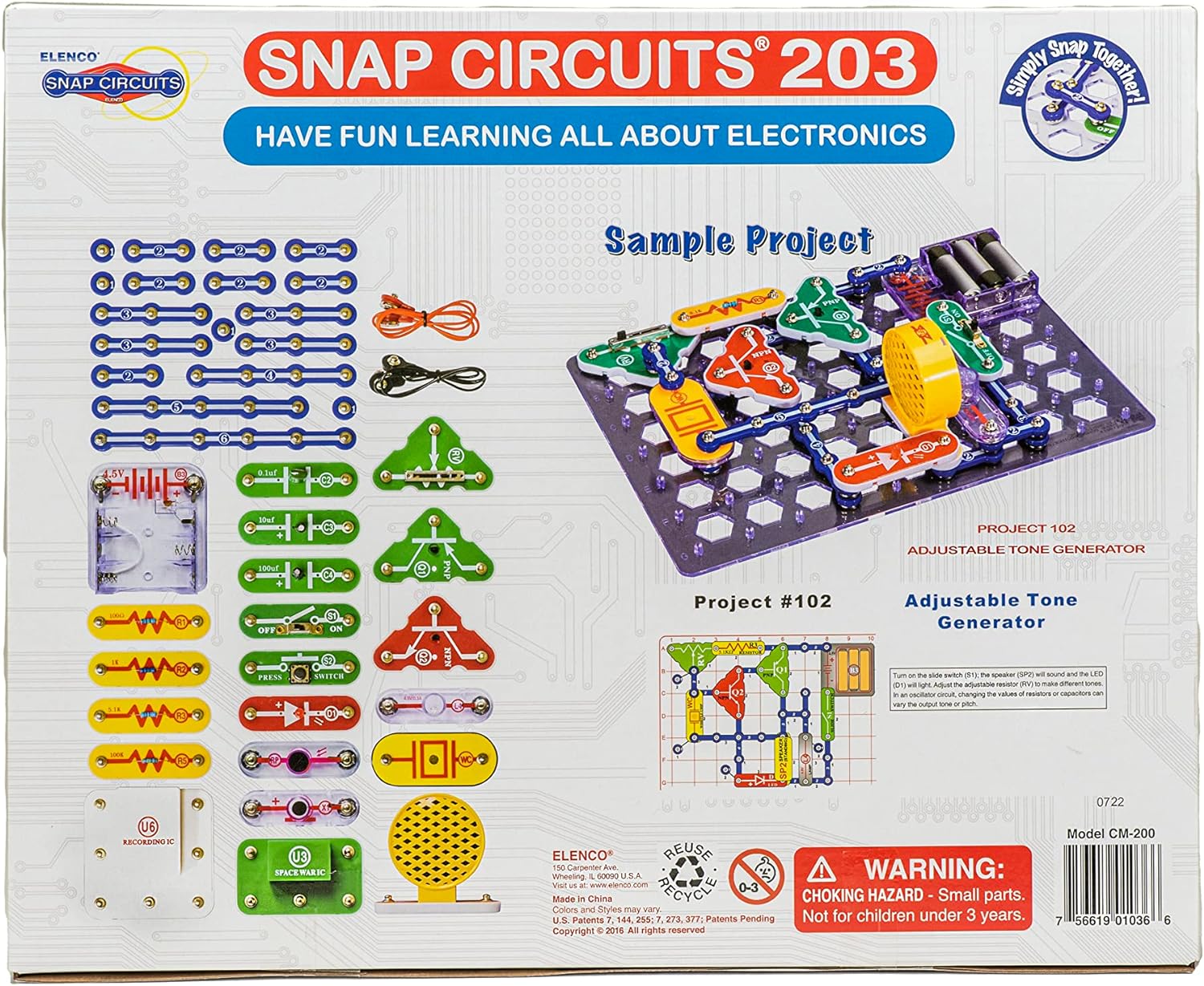 203 Electronics Exploration Kit | Over 200 STEM Projects | Full Color Project Manual | 42 Snap Modules | Unlimited Fun