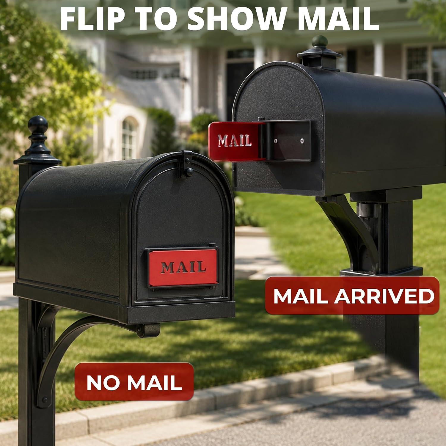 Mailbox Flag Replacement Kit Metal Front Mount Red Mailbox Flag for Brick, Stone Mailboxes | Mail Alert Flag |