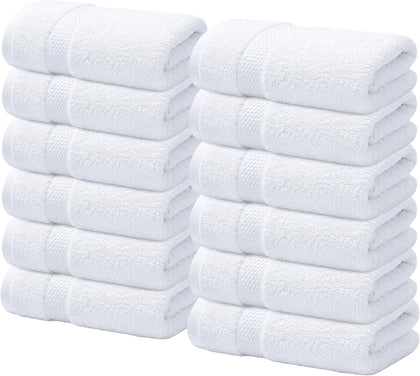 100% Cotton Luxury Wash Cloths for Showering - 12 Pack | Washcloths [13x13] - Soft and Absorbent Face Towels for