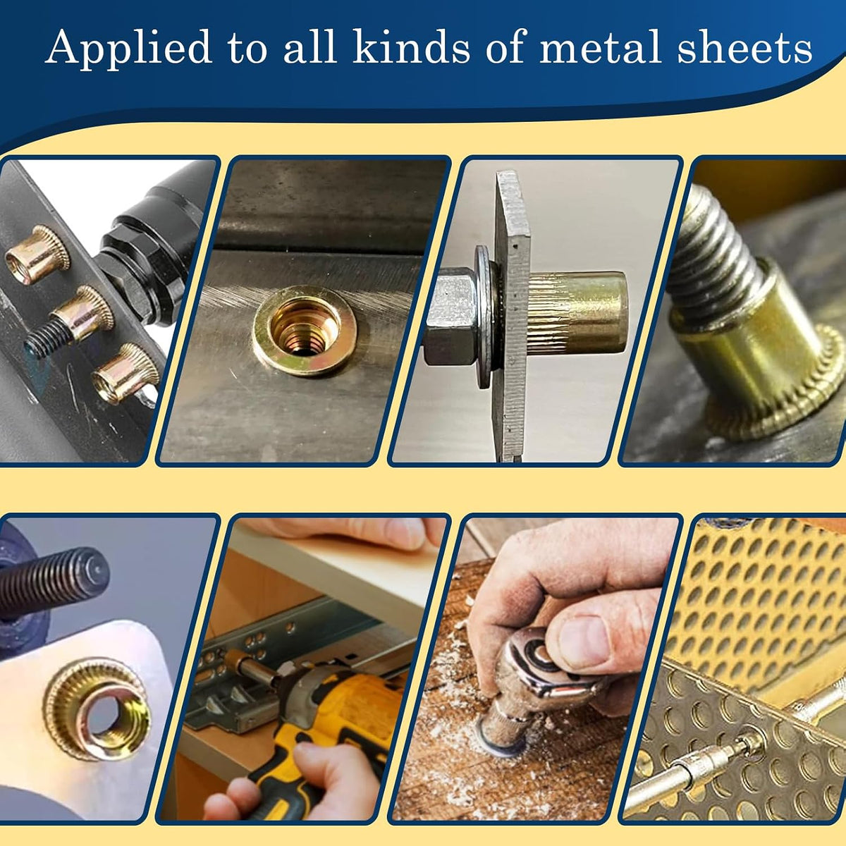 M6-1.0 Rivet Nut, 115Pcs Zinc Plated Threaded Inserts Rivnuts