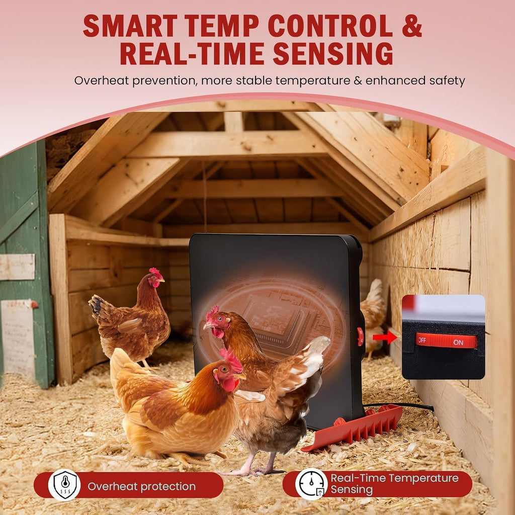 Smart Chicken Coop Heater, 200W Radiant Heat Panel with Smart Thermostat