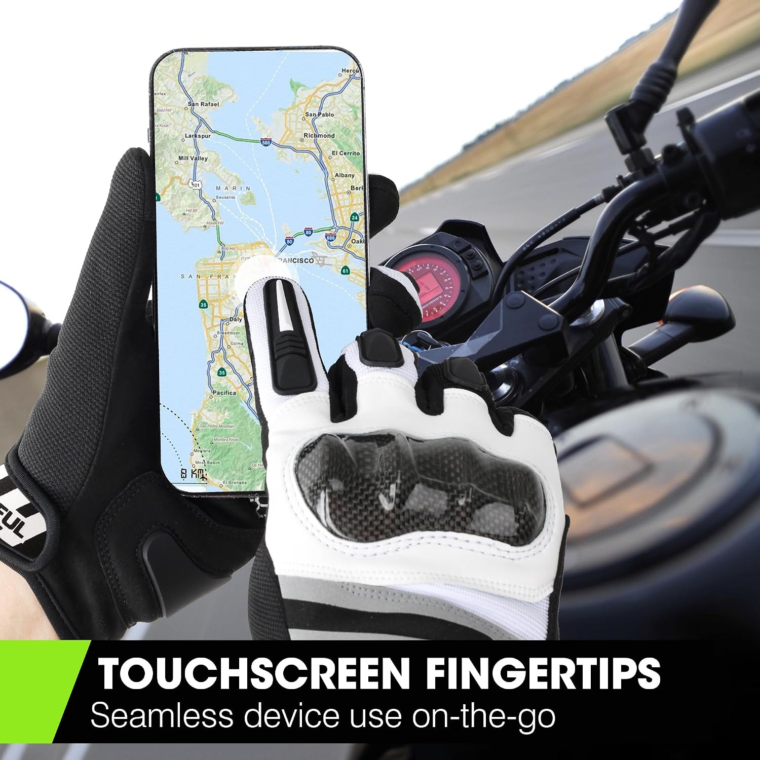 Lightweight Motorcycle Gloves for Men Women Touchscreen Summer | Carbon Knuckle Protection, Breathable & Anti-Slip