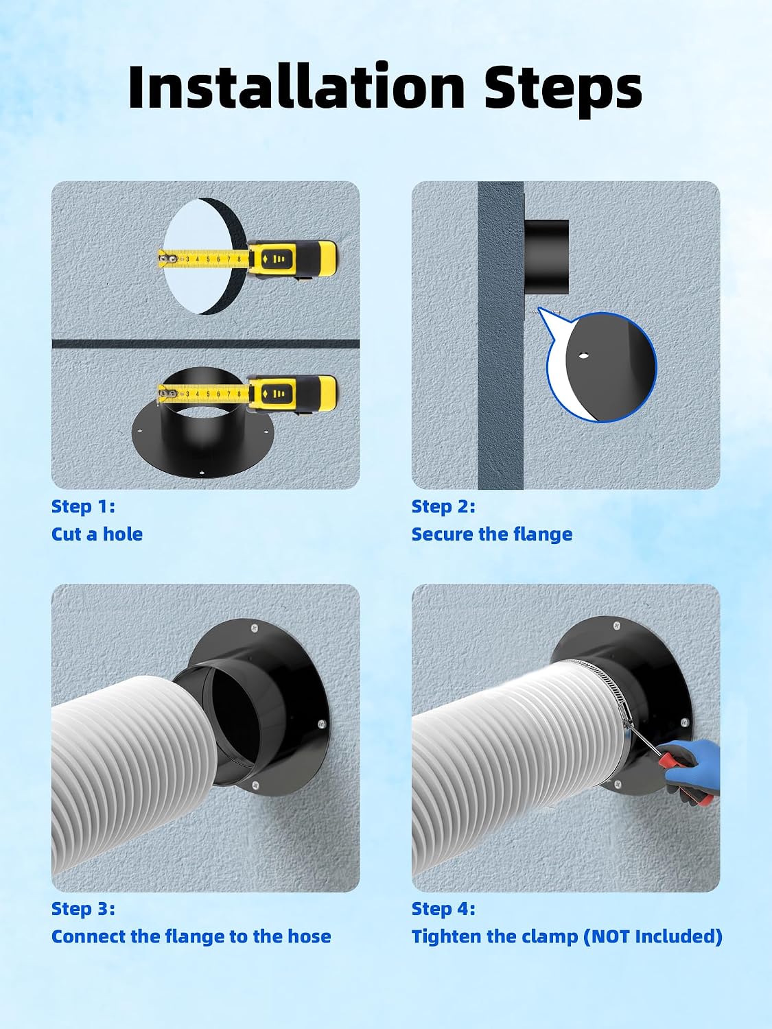 6 Inch Duct Connector Flange, Metal Dryer Vent Connector Fittings | Dust Collection Flange For Heating Cooling