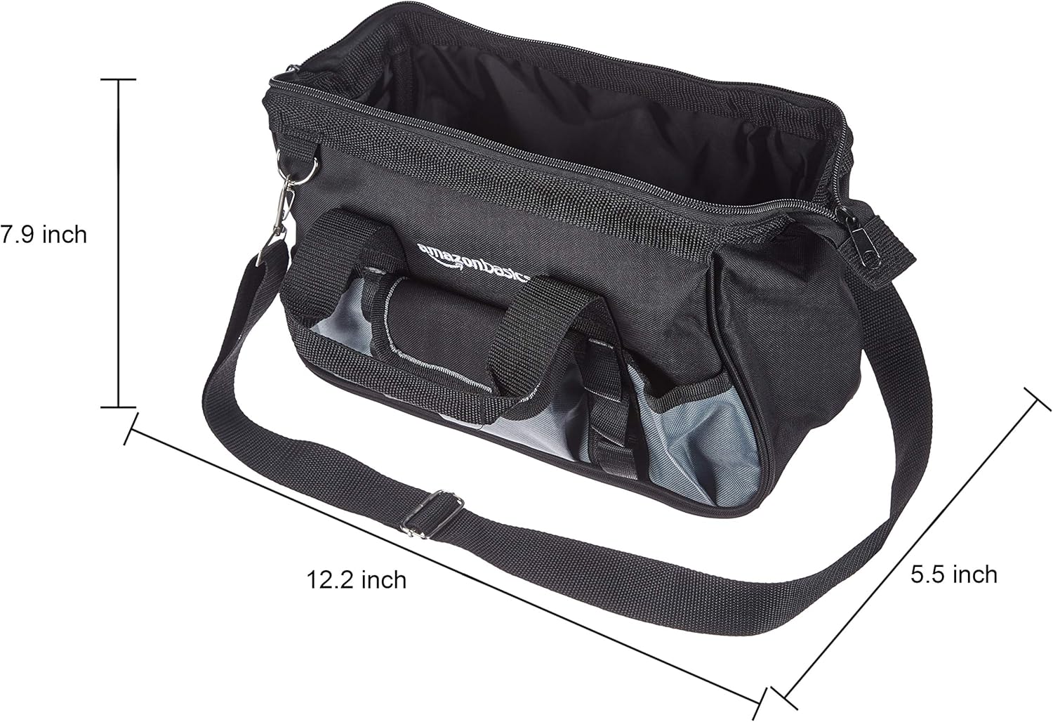Durable Wear-Resistant Tool Storage Bag with Adjustable Shoulder Strap, Portable Tool Organizer, 16 Pockets, 12 in