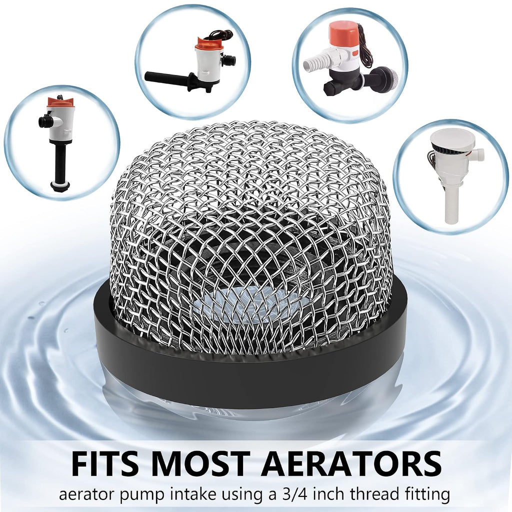 3/4 Inch-14 Stainless Steel Mesh Strainer for Livewell Pumps, 1 Pack