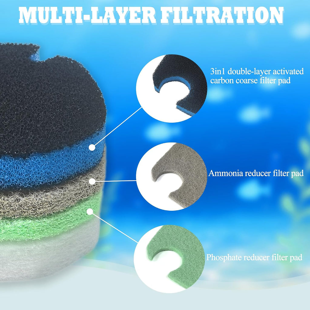 16Pcs Canister Filter Pad for AMOSIJOY 172/225/265GPH Aquarium Filter