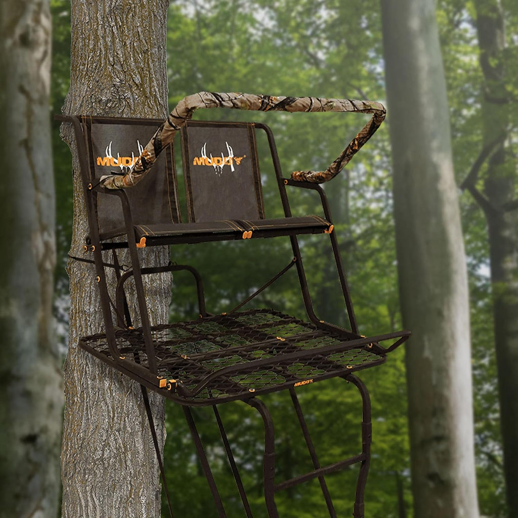 2-Person Ladder Tree Stand for Deer Hunting,17' Tall, Black | The Partner - Adjustable Climbing Treestand with