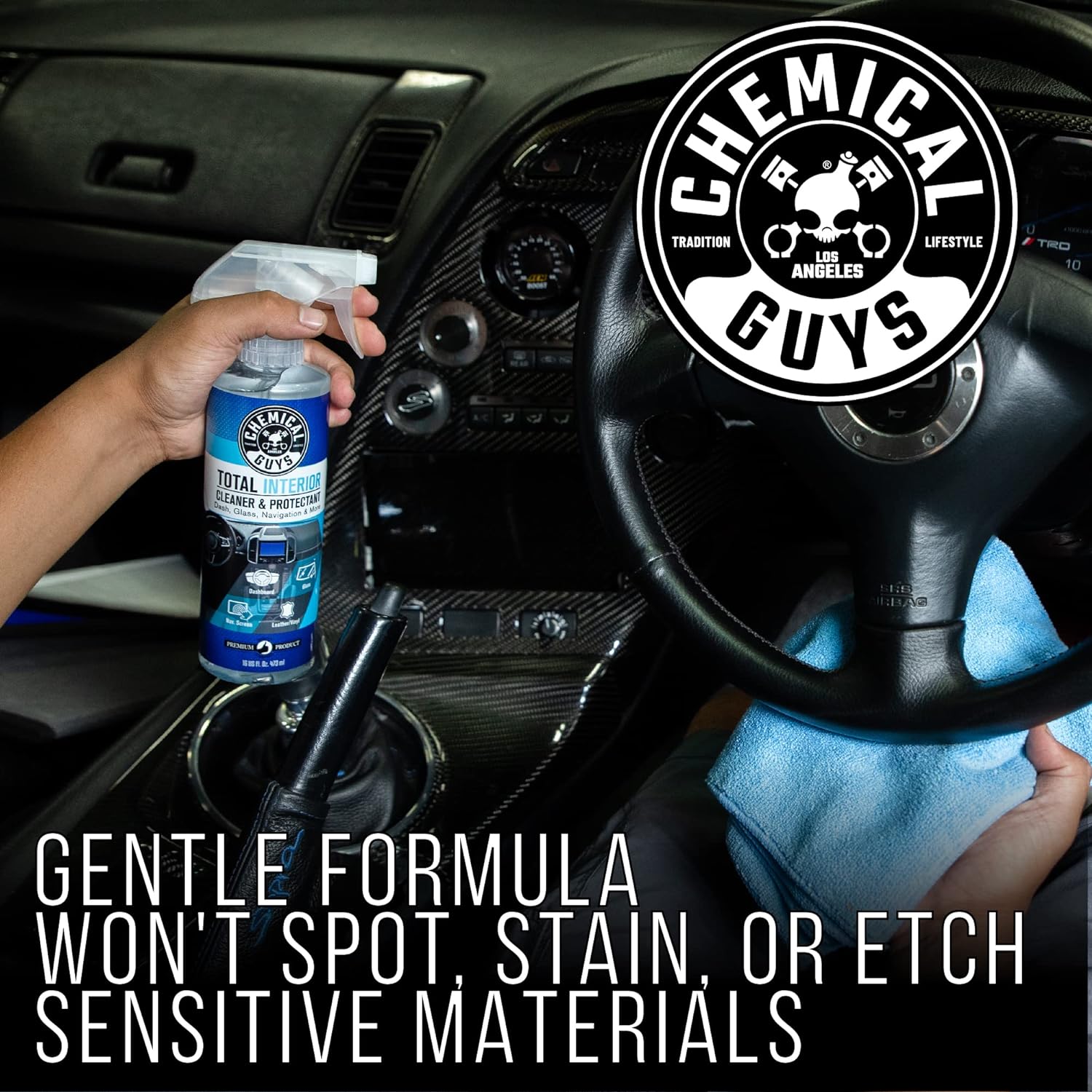 Total Interior Cleaner & Protectant Interior Cleaner, Cleans & Protects Leather, Vinyl, Plastic, Rubber, Glass with a