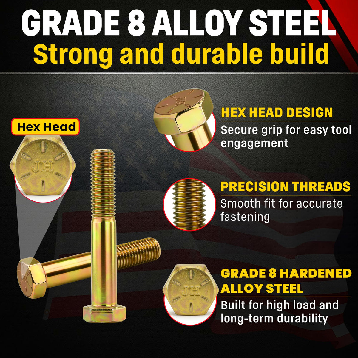 Chenango Supply 5/8-11 x 4 Grade 8 Hex Head Cap Screws
