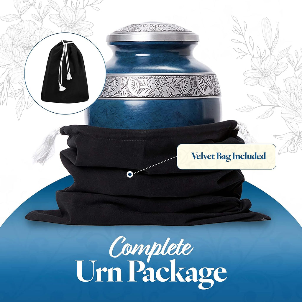 Cremation Urn for Adult Human Ashes - Funeral Memorial - (Blue - 10" x 7")