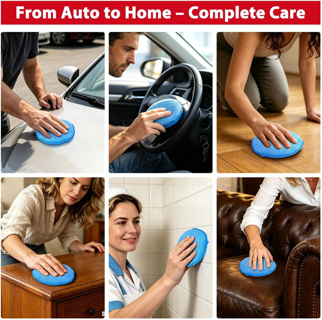 Microfiber Wax Applicator Pads, 5 Inch Round Foam Buffing & Detailing Polishing Pads, Reusable Car Wax Applicator for