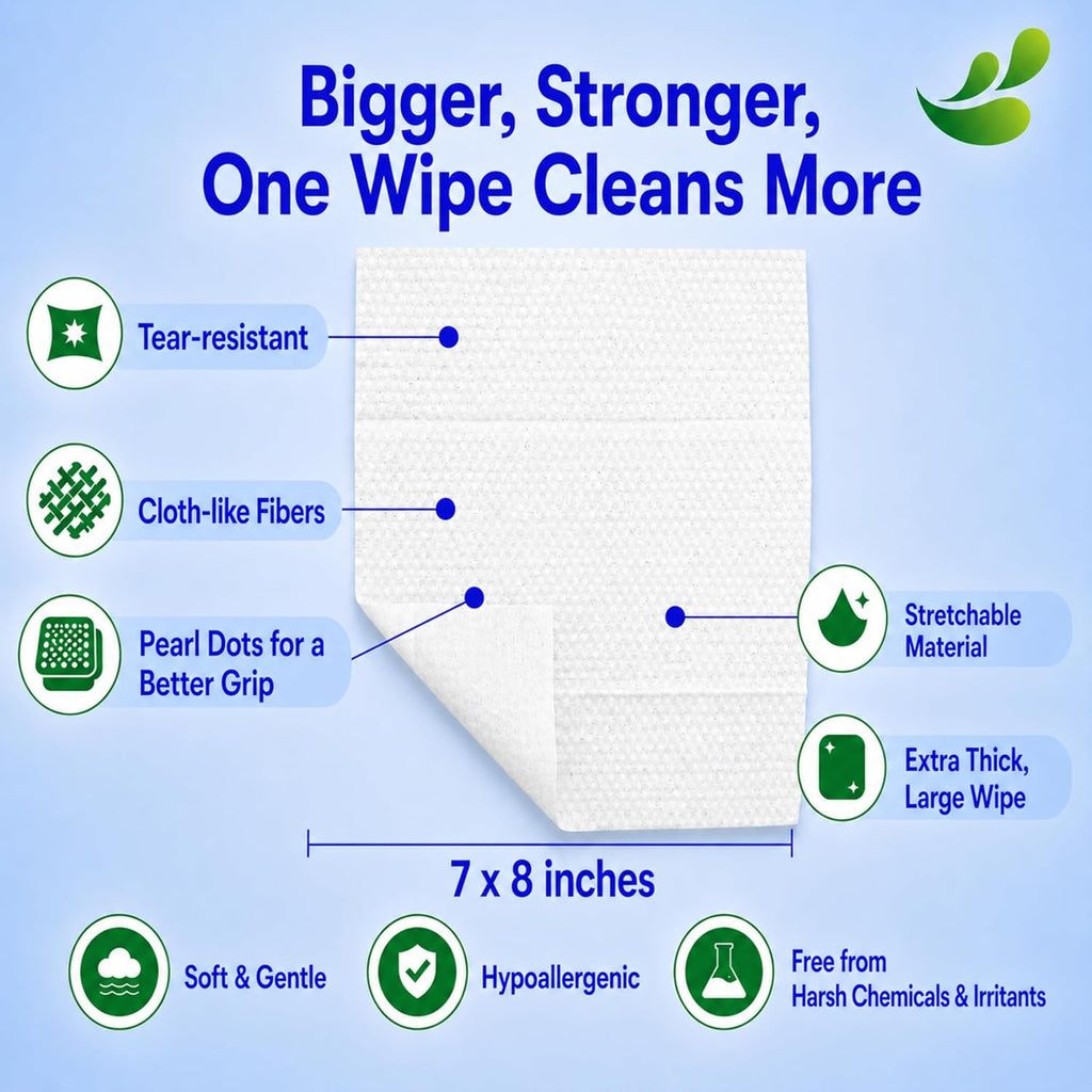 Baby Wipes, Unscented for Sensitive Skin, Large Soft Durable & 99% Water Based, Gentle & Hypoallergenic for Babies &